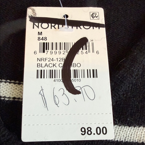 GRIFFEN: Women’s Black and Gray Striped wool & Cashmere Sweater - Picture 4 of 7